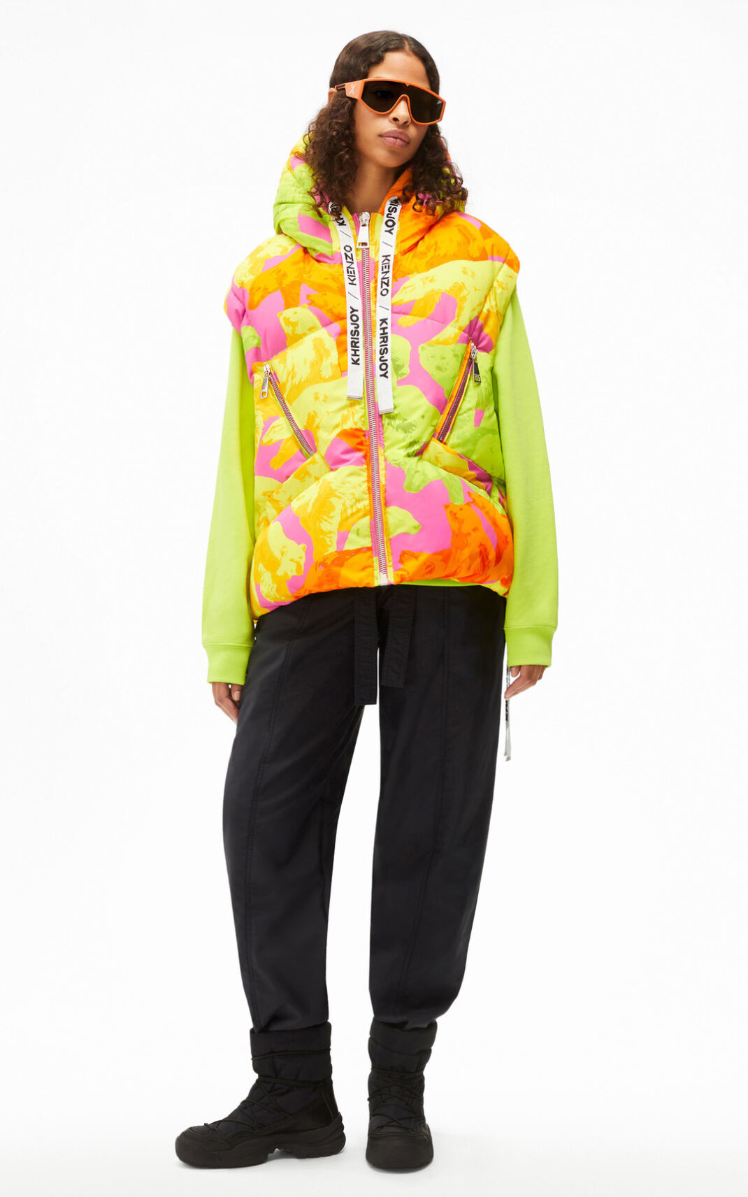 Vestes Kenzo Femme Neon Polar Bear Vert Clair JHSEO-7569